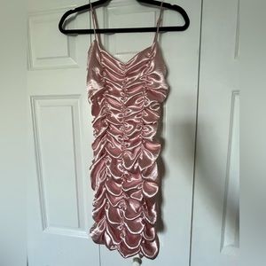 URBAN OUTFITTERS satin ruched mini dress